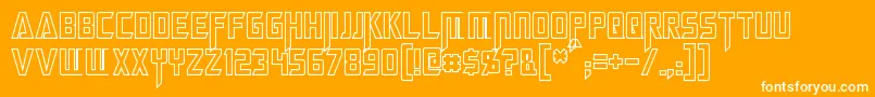 MegatronHollowCondensed-Schriftart – Weiße Schriften auf orangefarbenem Hintergrund