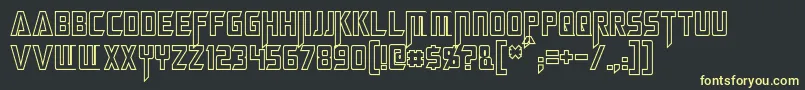 フォントMegatronHollowCondensed – 黒い背景に黄色の文字