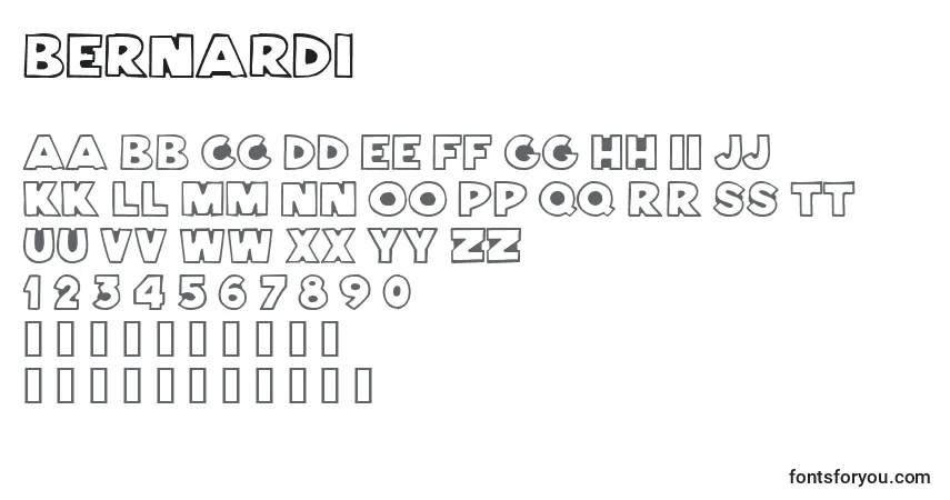 Fuente Bernardi - alfabeto, números, caracteres especiales