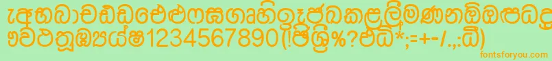 Czcionka Dusharnbi – pomarańczowe czcionki na zielonym tle