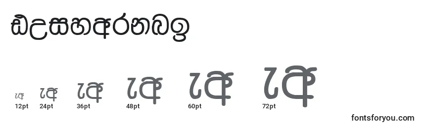 Größen der Schriftart Dusharnbi