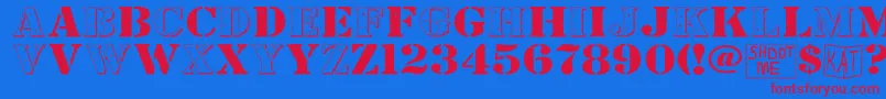 BundyYellowHollowshadowed Font – Red Fonts on Blue Background