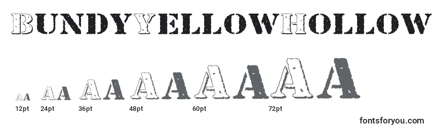 Размеры шрифта BundyYellowHollowshadowed