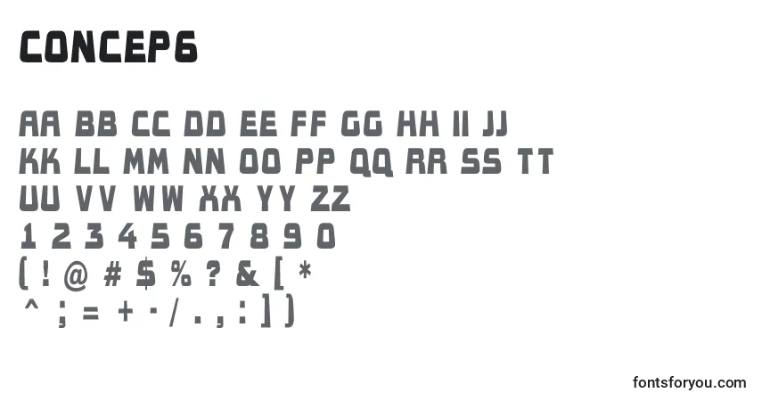 Шрифт Concep6 – алфавит, цифры, специальные символы