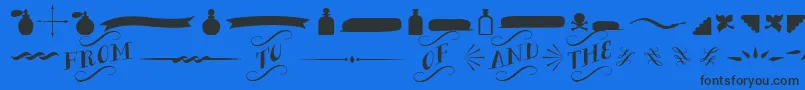 BergamotOrnaments-Schriftart – Schwarze Schriften auf blauem Hintergrund