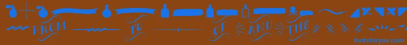 BergamotOrnaments Font – Blue Fonts on Brown Background