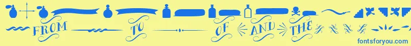 BergamotOrnaments Font – Blue Fonts on Yellow Background