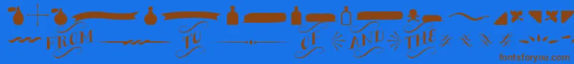 BergamotOrnaments Font – Brown Fonts on Blue Background