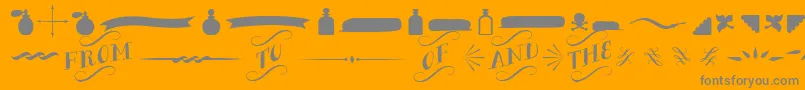 BergamotOrnaments-Schriftart – Graue Schriften auf orangefarbenem Hintergrund