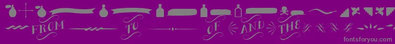 フォントBergamotOrnaments – 紫の背景に灰色の文字