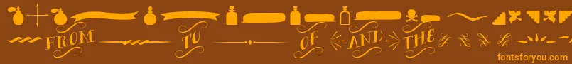 BergamotOrnaments Font – Orange Fonts on Brown Background