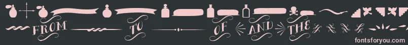 BergamotOrnaments-fontti – vaaleanpunaiset fontit mustalla taustalla