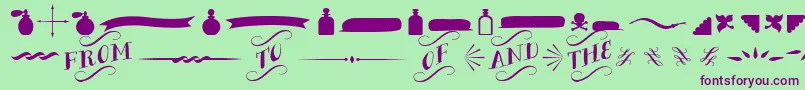 BergamotOrnaments Font – Purple Fonts on Green Background