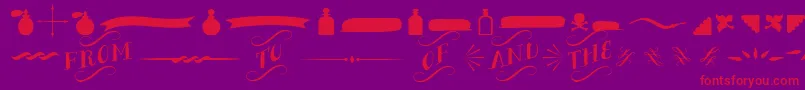 BergamotOrnaments-fontti – punaiset fontit violetilla taustalla