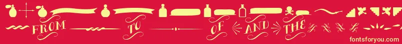 BergamotOrnaments Font – Yellow Fonts on Red Background