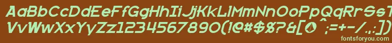 KannoItalic-fontti – vihreät fontit ruskealla taustalla