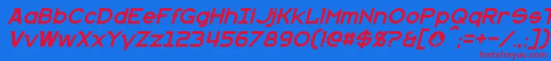 KannoItalic-fontti – punaiset fontit sinisellä taustalla