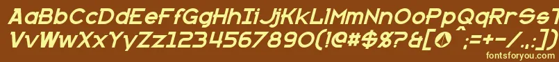KannoItalic-fontti – keltaiset fontit ruskealla taustalla