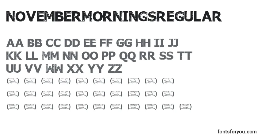 A fonte NovembermorningsRegular – alfabeto, números, caracteres especiais