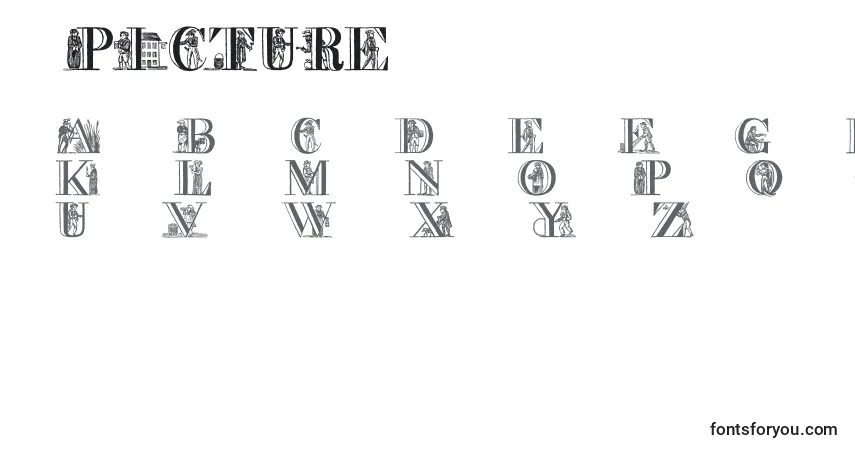Czcionka Apicture – alfabet, cyfry, specjalne znaki