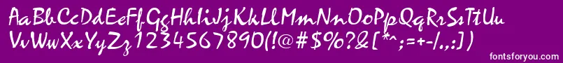 MariahRegular-fontti – valkoiset fontit violetilla taustalla