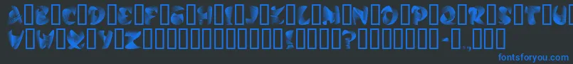 StilettoSilver-Schriftart – Blaue Schriften auf schwarzem Hintergrund