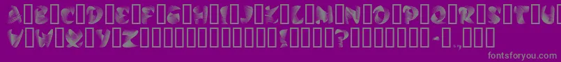 StilettoSilver-fontti – harmaat kirjasimet violetilla taustalla