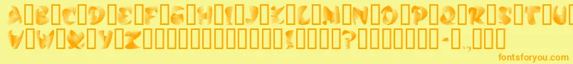 フォントStilettoSilver – オレンジの文字が黄色の背景にあります。