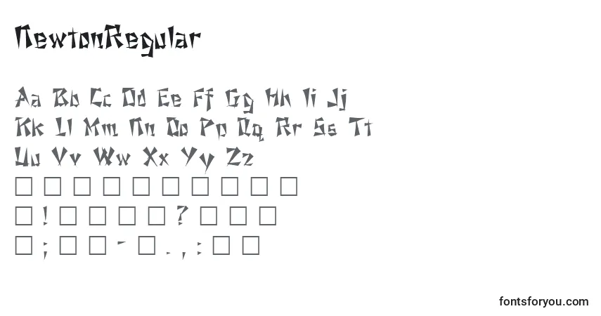Schriftart NewtonRegular – Alphabet, Zahlen, spezielle Symbole