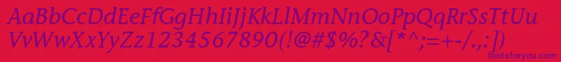 Czcionka MesouranCasualSsiItalic – fioletowe czcionki na czerwonym tle