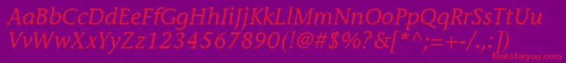 MesouranCasualSsiItalic Font – Red Fonts on Purple Background