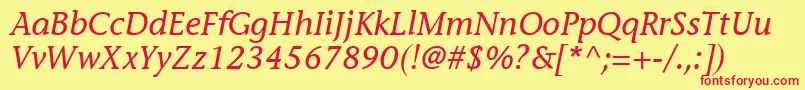 MesouranCasualSsiItalic Font – Red Fonts on Yellow Background