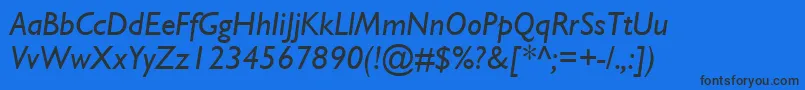 Fonte GillSsiItalic – fontes pretas em um fundo azul