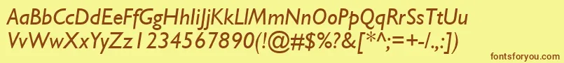 GillSsiItalic Font – Brown Fonts on Yellow Background