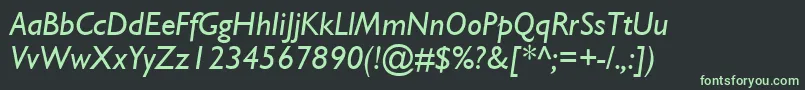 GillSsiItalic Font – Green Fonts on Black Background
