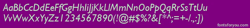 GillSsiItalic Font – Green Fonts on Purple Background