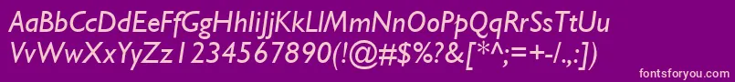 Fonte GillSsiItalic – fontes rosa em um fundo violeta