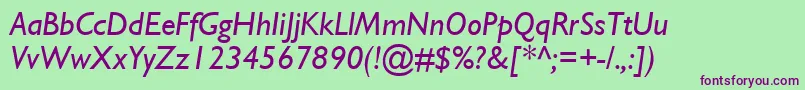 Шрифт GillSsiItalic – фиолетовые шрифты на зелёном фоне