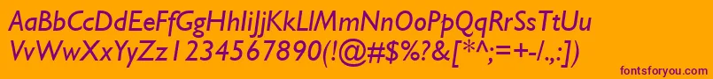Fonte GillSsiItalic – fontes roxas em um fundo laranja
