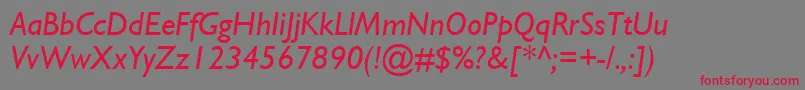 フォントGillSsiItalic – 赤い文字の灰色の背景