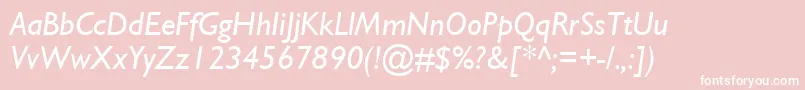 フォントGillSsiItalic – ピンクの背景に白い文字