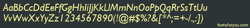 GillSsiItalic Font – Yellow Fonts on Black Background