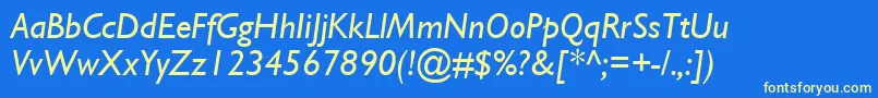 GillSsiItalic Font – Yellow Fonts on Blue Background
