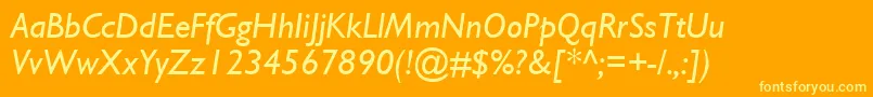 GillSsiItalic-Schriftart – Gelbe Schriften auf orangefarbenem Hintergrund