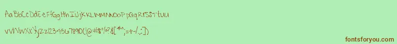 MtfKrystyna-fontti – ruskeat fontit vihreällä taustalla