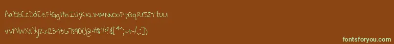 Czcionka MtfKrystyna – zielone czcionki na brązowym tle