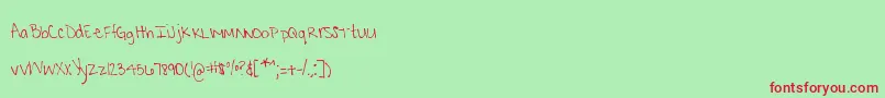 Czcionka MtfKrystyna – czerwone czcionki na zielonym tle