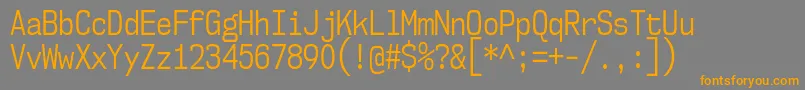 Nk57MonospaceCdBk-Schriftart – Orangefarbene Schriften auf grauem Hintergrund