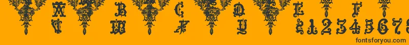 MedievalSorcererOrnamental-Schriftart – Schwarze Schriften auf orangefarbenem Hintergrund