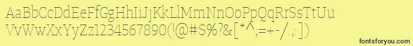 TangerserifnarrowulUltralight-Schriftart – Schwarze Schriften auf gelbem Hintergrund